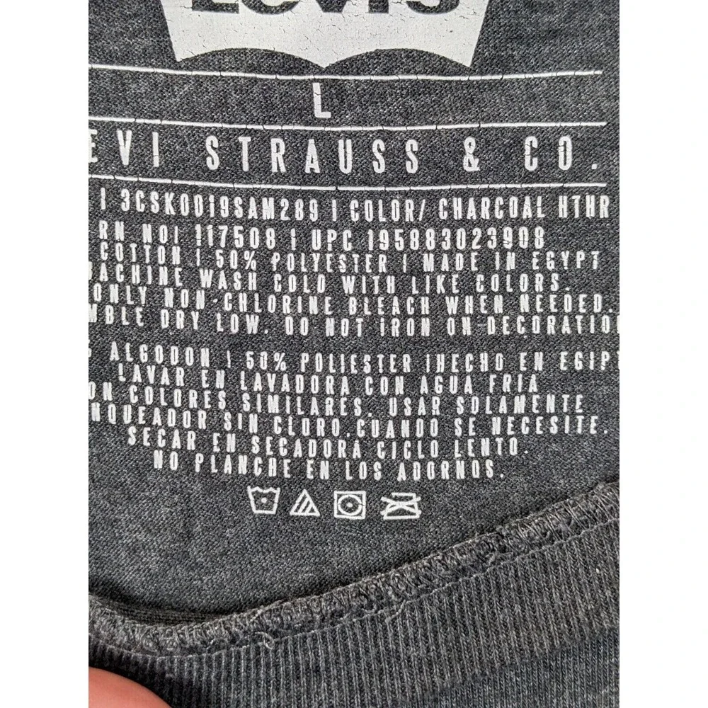 Levis Strauss Mens‎ T Shirt Size L Cotton Blend  Gray